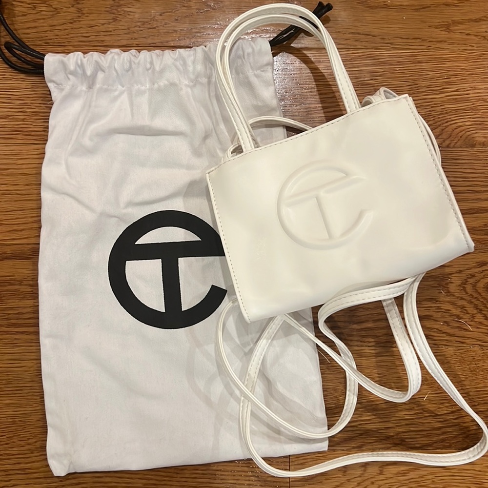 White small telfar bag (with duster bag)